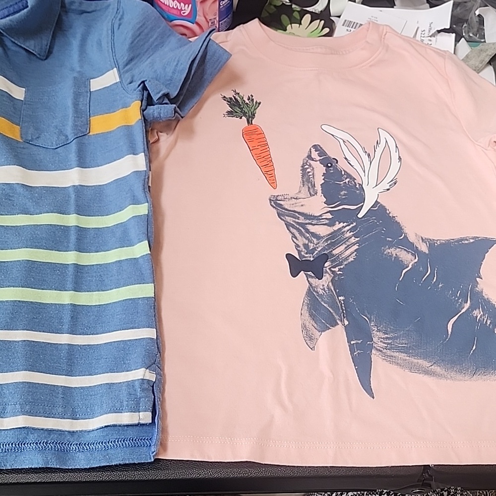 Sz 4/5 Boys Easter Shirt & Striped Ss Polo Bundle